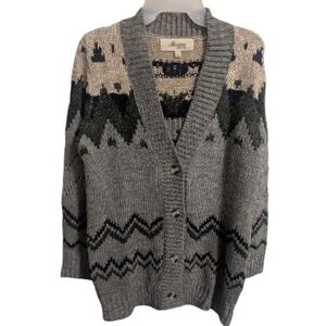 Morgan City Women's Sweater Sz Large  Knit Up Cardigan Gray NEW
